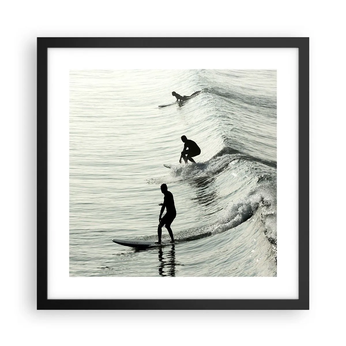 Poster in cornice nera - Onde all'incontro - 40x40 cm