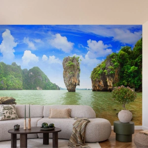 Fotomurali Premium Sand - Un'isola tropicale con scogliere calcaree e acque azzurre - 100x70cm - Meraviglie rocciose della natura - Decorazione murale moderna per soggiorno e camera da letto ARTTOR