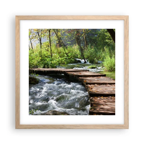 Poster in cornice rovere chiaro - Sulla cascata spumeggiante - 40x40 cm