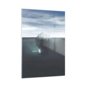 Quadro su vetro - Un iceberg con un subacqueo che esplora la parte sottomarina - 50x70cm - Mistero sottomarino - Decorazione murale moderna per soggiorno e camera da letto ARTTOR