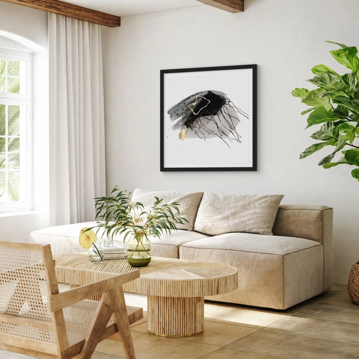 Poster in cornice nera - In nero e in oro - 60x60 cm