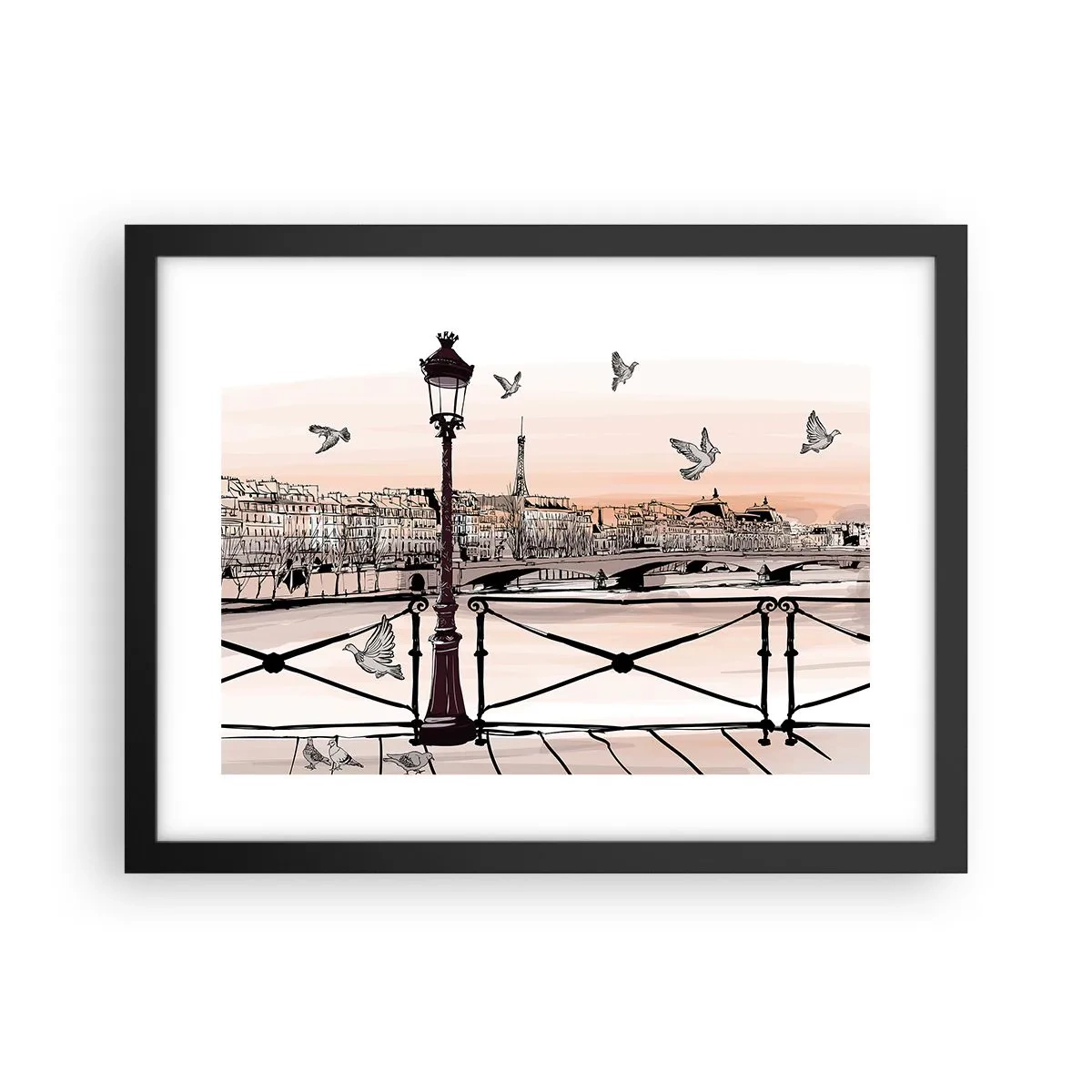 Poster in cornice nera - Sui tetti di Parigi - 40x30 cm