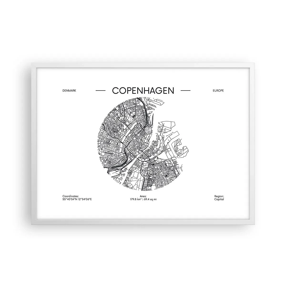 Poster in cornice bianca - Anatomia di Copenaghen - 70x50 cm
