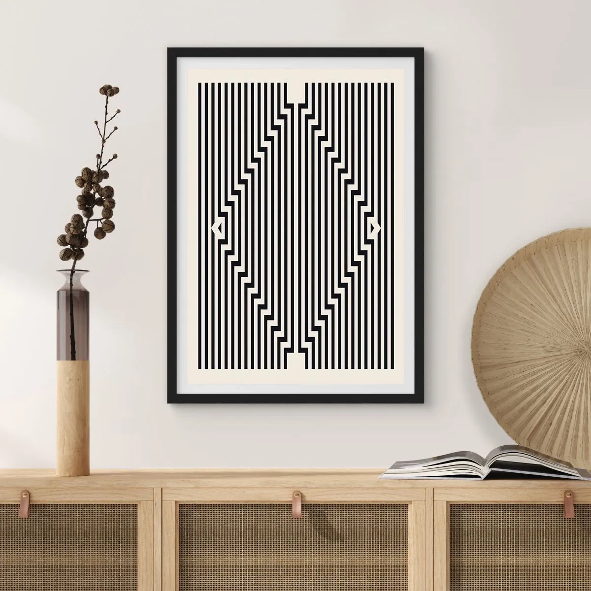 Poster in cornice nera - Illusione geometrica - 40x50 cm