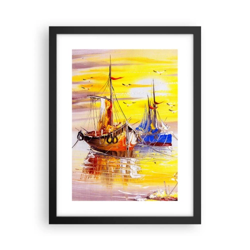 Poster in cornice nera - Meritato riposo nel porto - 30x40 cm