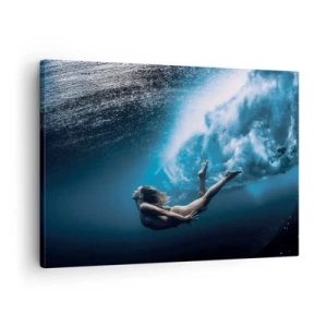 Quadro su tela - Stampe su Tela - Ripresa subacquea con una donna e bolle d'aria - 70x50cm - Moderna sirena - Decorazione murale moderna per soggiorno e camera da letto ARTTOR