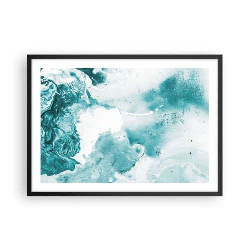 Poster in cornice nera - Astrazione nei toni del blu con delicati accenti di bianco - 70x50cm - Palude blu - Decorazione murale moderna per soggiorno e camera da letto ARTTOR