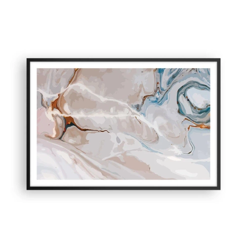 Poster in cornice nera - Meandri blu sotto il bianco - 91x61 cm