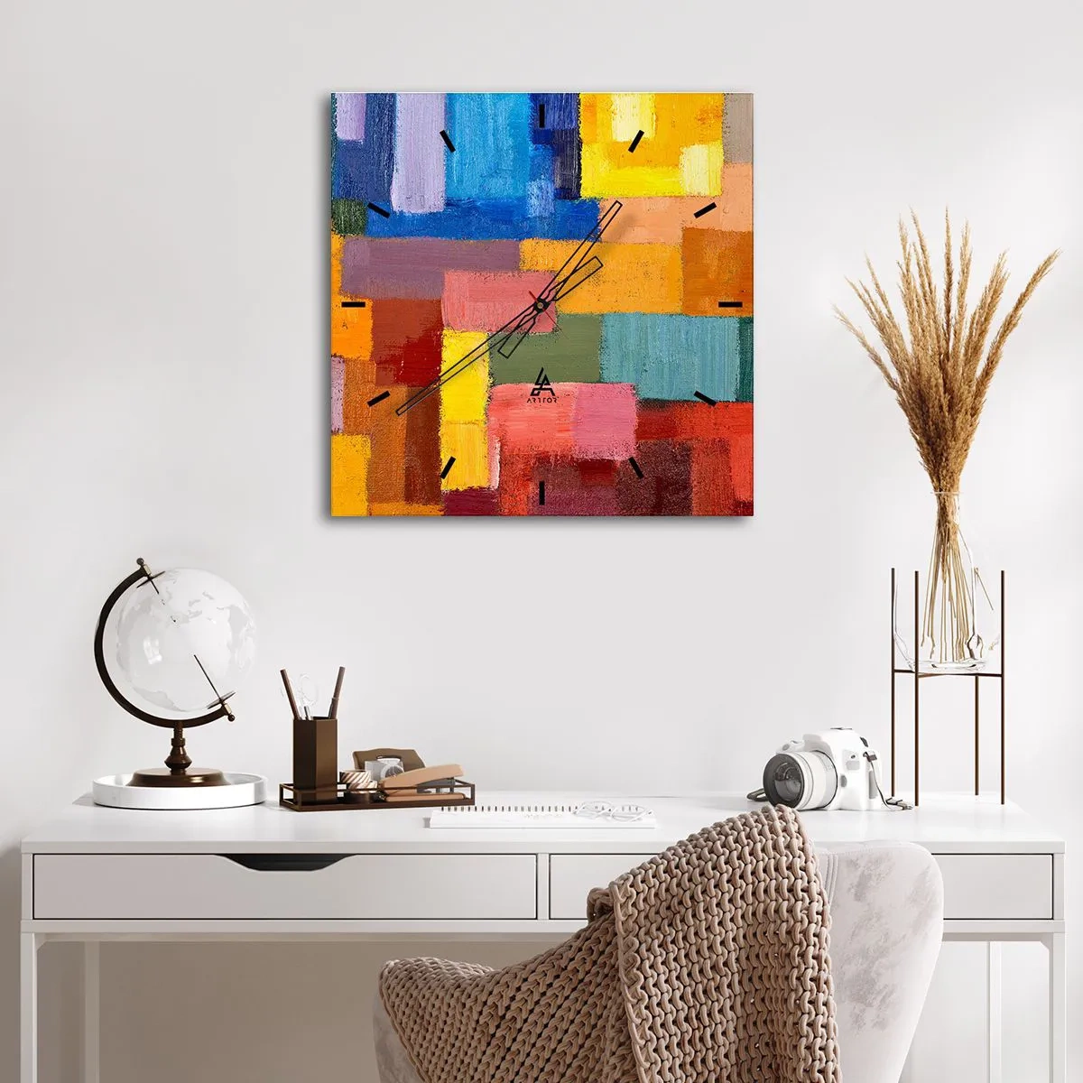 Orologio da parete - Orologio in Vetro - Ognuno diverso, tutti colorati - 30x30 cm