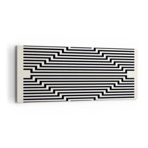 Quadro su tela - Stampe su Tela - Linee bianche e nere che creano un effetto di illusione geometrica - 120x50cm - Illusione geometrica - Decorazione murale moderna per soggiorno e camera da letto ARTTOR