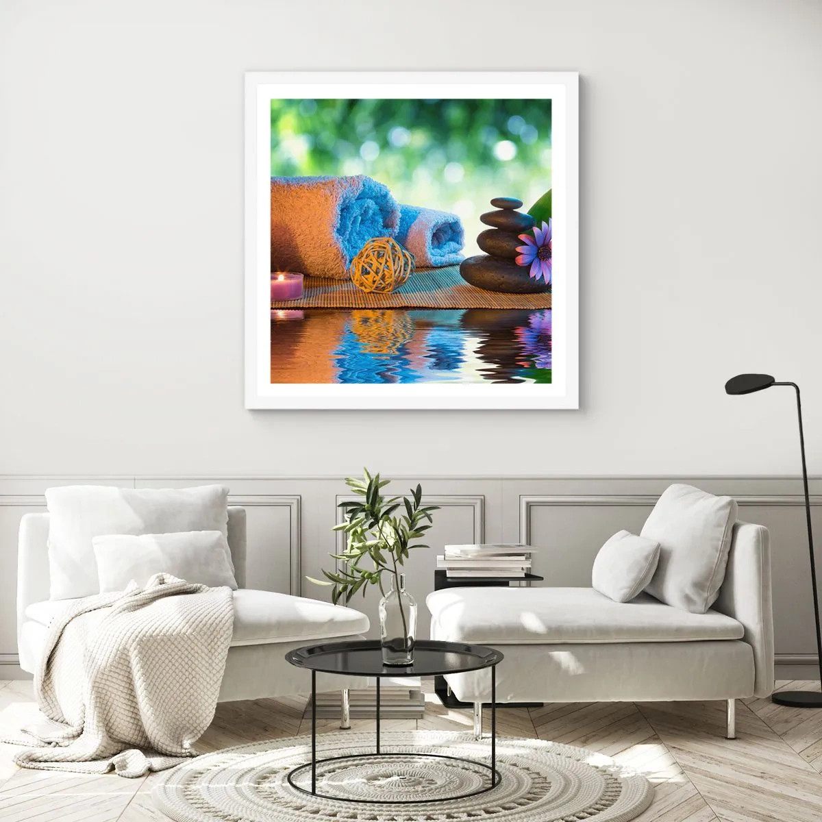 Poster in cornice bianca - Tempo per il corpo - 40x40 cm