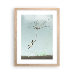 Poster in cornice rovere chiaro - Aquiloni, denti di leone, vento - 30x40 cm