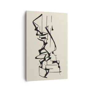 Quadro su tela - Stampe su Tela - Disegno astratto di montagne in bianco e nero - 80x120cm - Forse è un paesaggio - Decorazione murale moderna per soggiorno e camera da letto ARTTOR