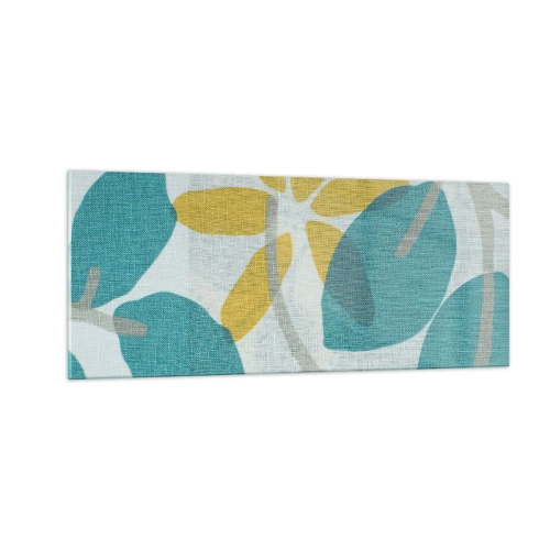 Quadro su vetro - Tra le foglie azzurre - 100x40 cm