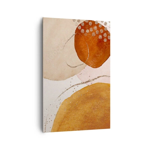 Quadro su tela - Stampe su Tela - Forme astratte in calde tonalità di marrone e oro - 80x120cm - Rotondità e movimento - Decorazione murale moderna per soggiorno e camera da letto ARTTOR