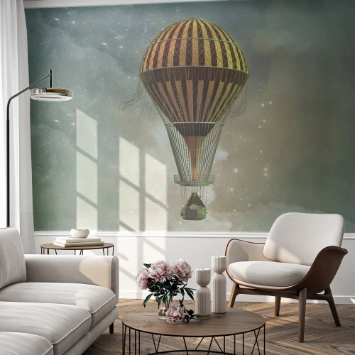 Fotomurali Premium Canvas - I voli dei pionieri - Palloncino, Volare, Nuvole - 500x350 cm
