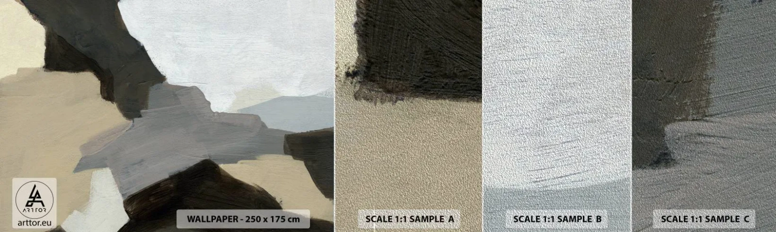 Campione di Fotomurale Premium Sand - Astrazione: il crocevia del grigio - Astrazione, Pezzo, Vernici - 100x30 cm