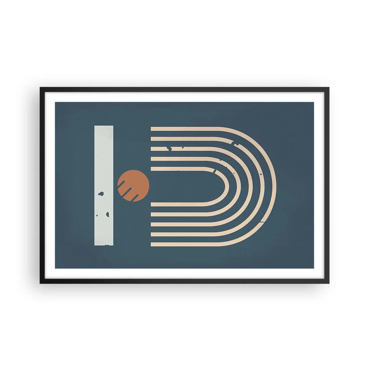Poster in cornice nera - Geometria in blu - 91x61 cm