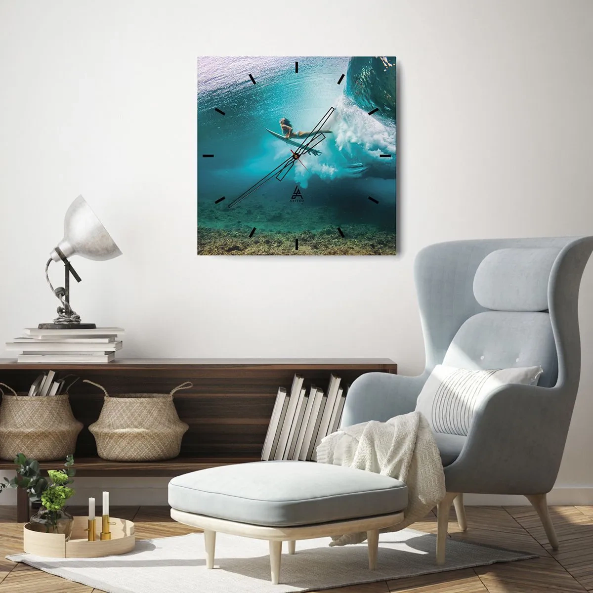 Orologio da parete - Orologio in Vetro - Mondo subacqueo - 40x40 cm