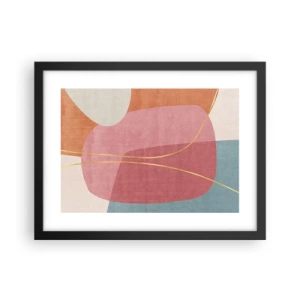 Poster in cornice nera - Composizione pastello con filo dorato - 40x30 cm