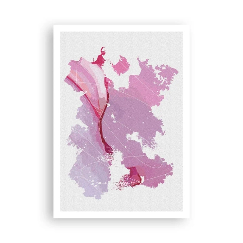 Poster - Mappa del mondo rosa - 70x100 cm