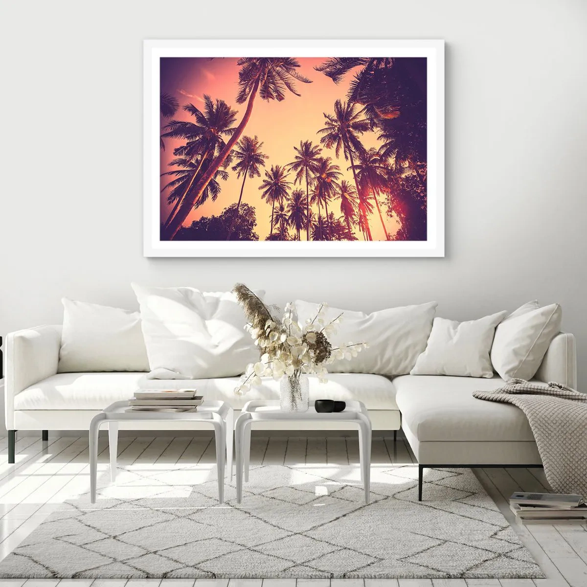 Poster in cornice bianca - Composizione tropicale - 100x70 cm