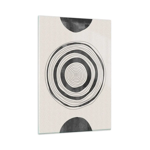 Quadro su vetro - Cerchi minimalisti in bianco e nero su uno sfondo chiaro - 80x120cm - Conta ciò che sta in mezzo - Decorazione murale moderna per soggiorno e camera da letto ARTTOR