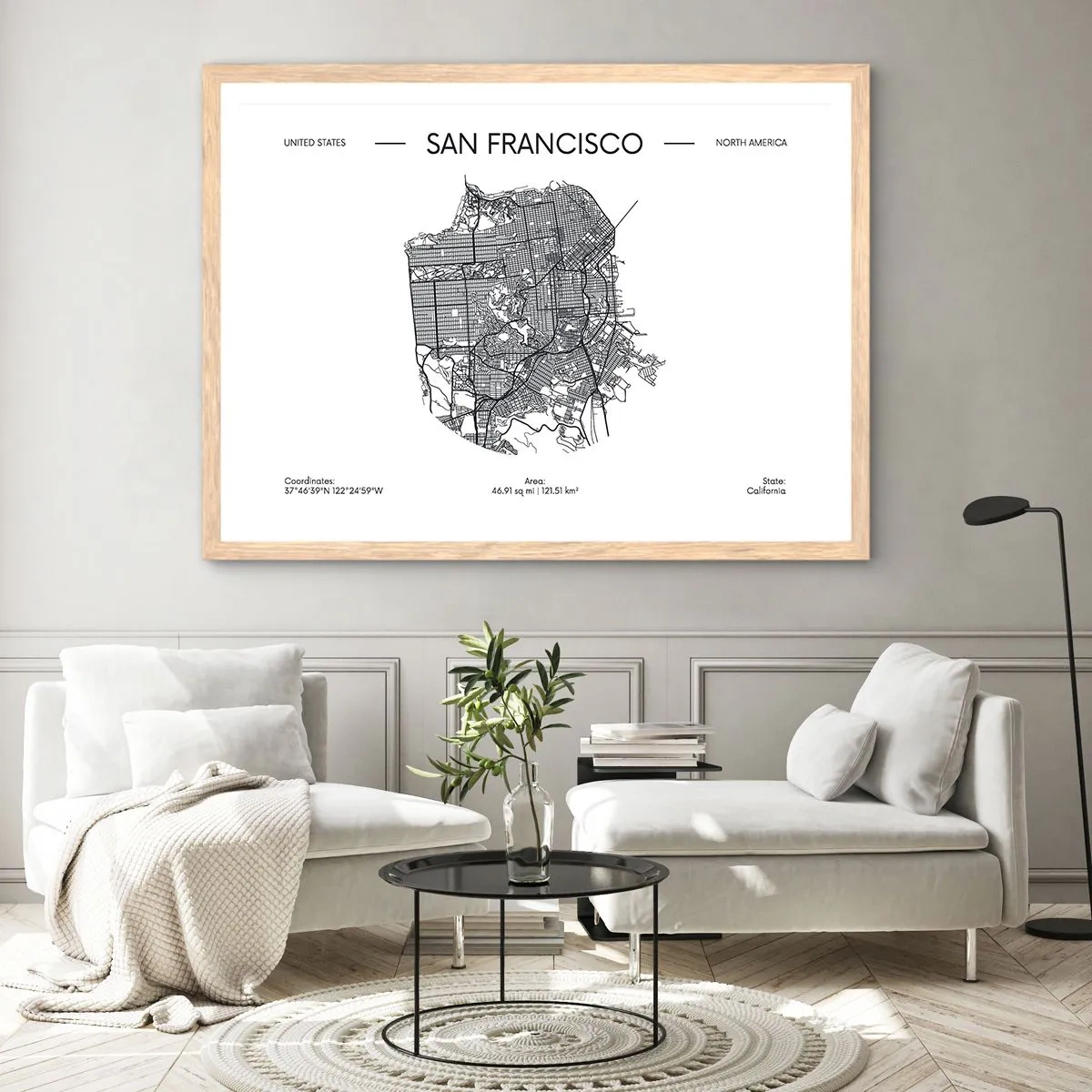 Poster in cornice rovere chiaro - Anatomia di San Francisco - 100x70 cm