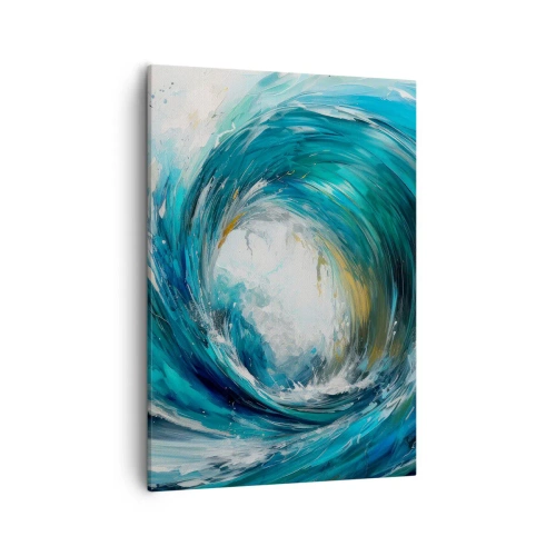 Quadro su tela - Stampe su Tela - Un'onda dinamica nei toni del blu e del turchese - 50x70cm - Portale marino - Decorazione murale moderna per soggiorno e camera da letto ARTTOR