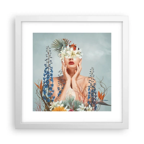 Poster in cornice bianca - Donna - fiore - 30x30 cm