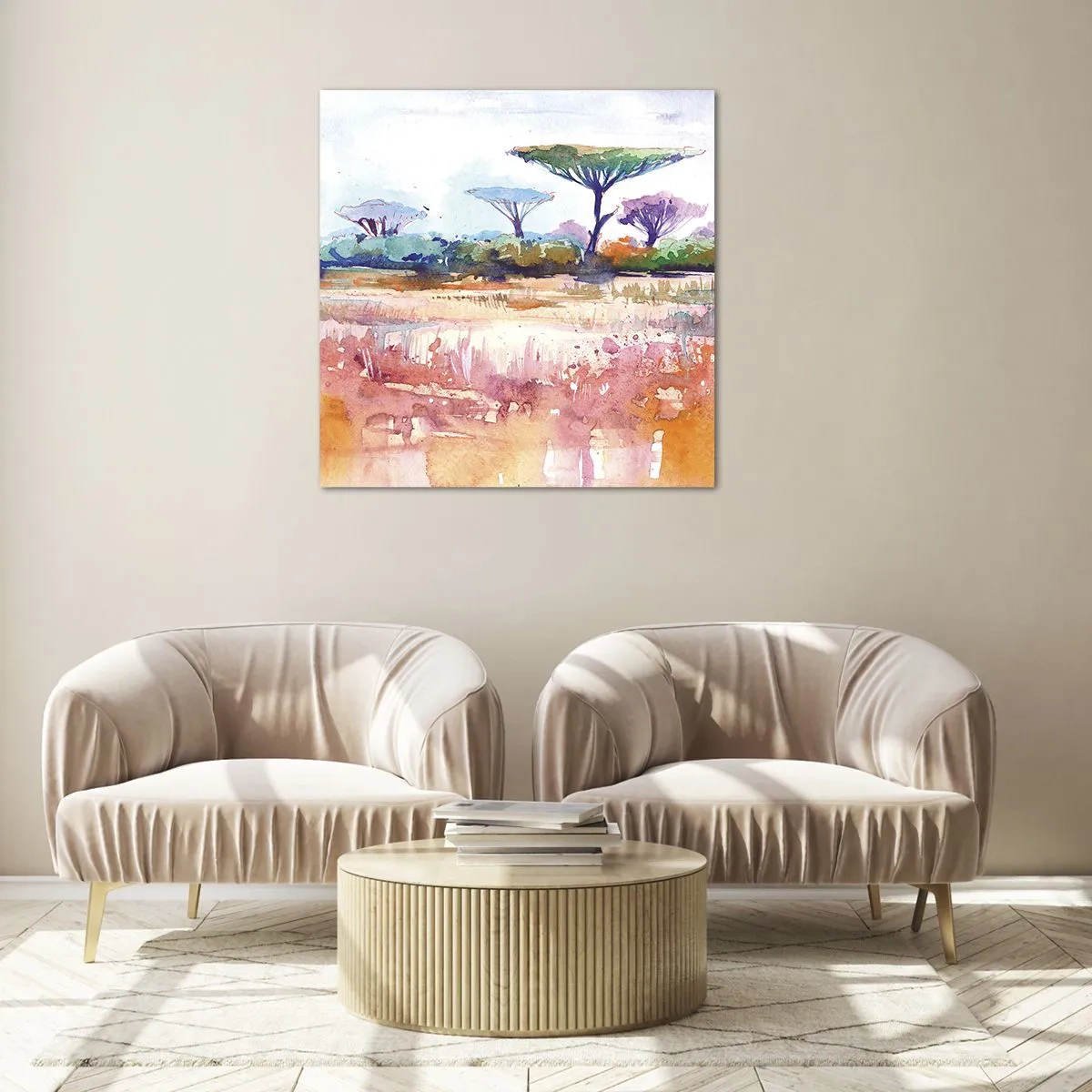 Quadro su vetro - I colori della savana - 30x30 cm