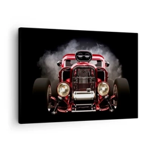 Quadro su tela - Stampe su Tela - Auto da corsa classica rossa su sfondo scuro - 70x50cm - Fast and furiously beautiful - Decorazione murale moderna per soggiorno e camera da letto ARTTOR
