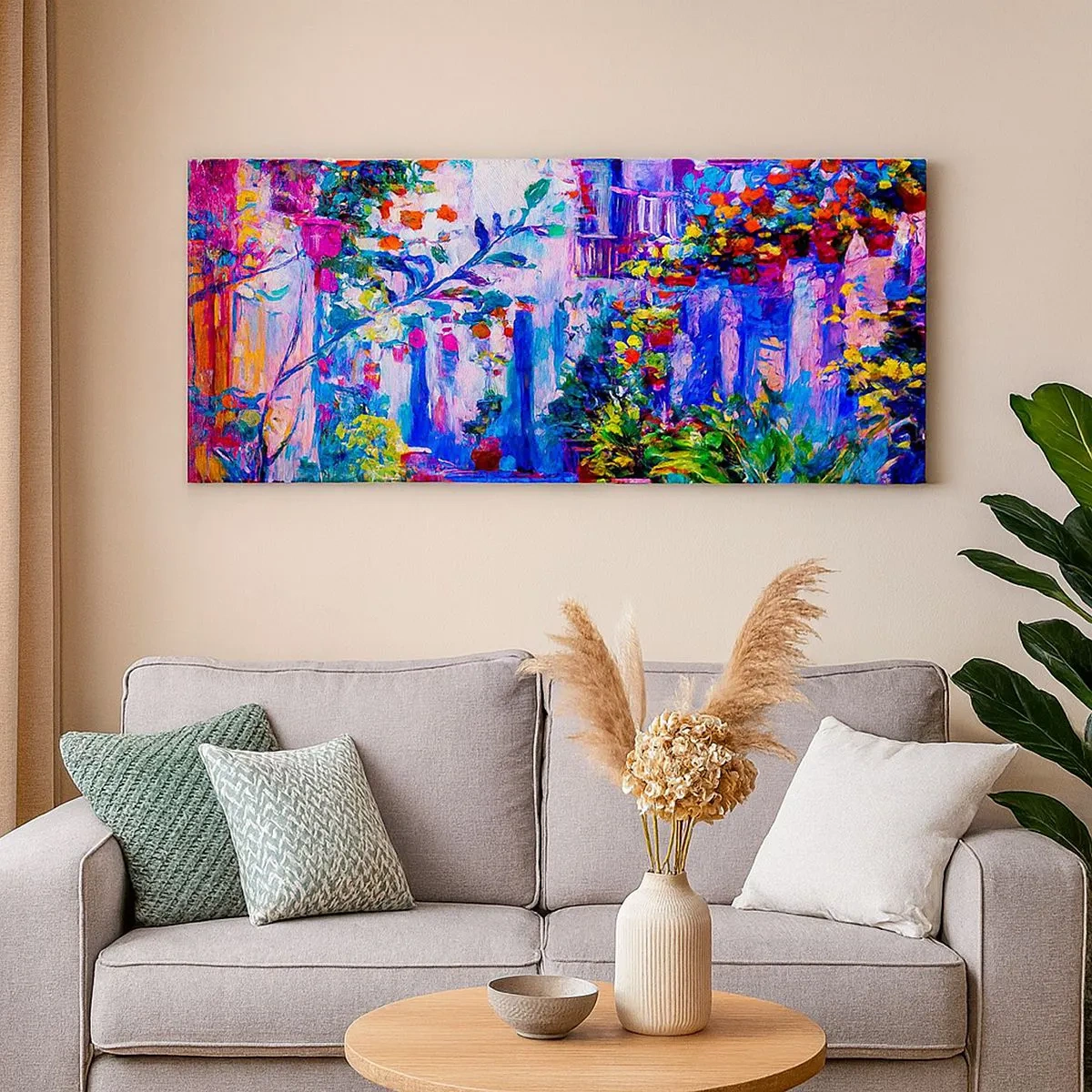 Quadro su tela - Stampe su Tela - Impressionismo: stradina italiana - 100x40 cm