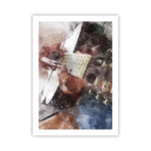 Poster - Rappresentazione artistica di una chitarra in stile acquerello - 50x70cm - E tu che ne pensi? - Decorazione murale moderna per soggiorno e camera da letto ARTTOR