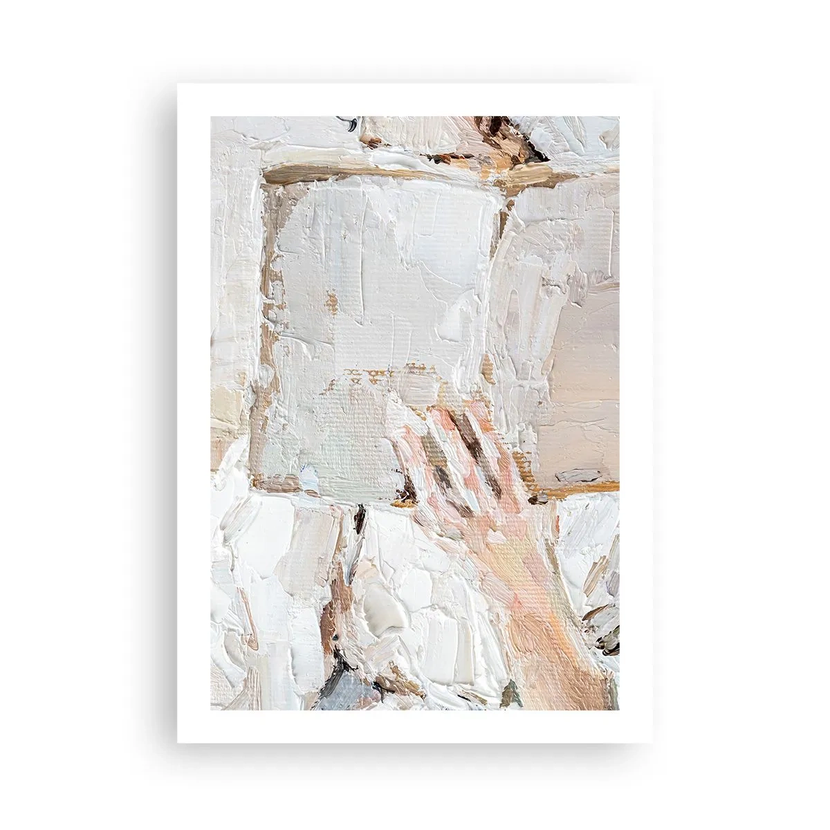 Poster - Immagine strutturata di una mano che tiene un libro aperto. - 50x70cm - In un altro mondo - Decorazione murale moderna per soggiorno e camera da letto ARTTOR