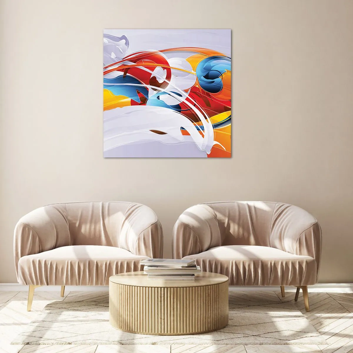 Quadro su vetro - La danza degli elementi - 60x60 cm