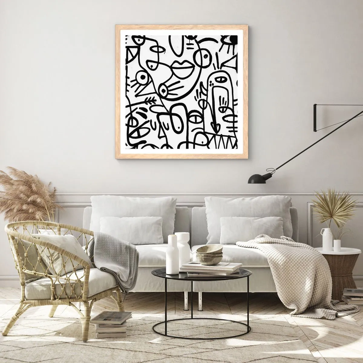 Poster in cornice rovere chiaro - Volti e miraggi - 50x50 cm