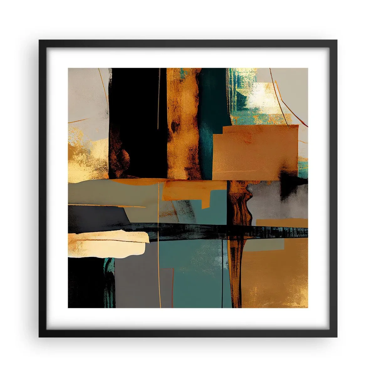 Poster in cornice nera - Astrazione: luci e ombre - 50x50 cm