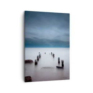 Quadro su tela - Stampe su Tela - Il vecchio molo sullo sfondo di un mare calmo - 50x70cm - Lago pensieroso - Decorazione murale moderna per soggiorno e camera da letto ARTTOR