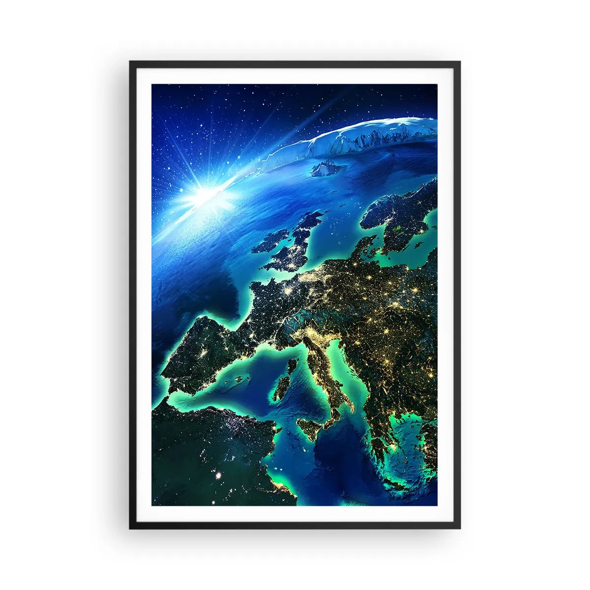 Poster in cornice nera - L'Europa scintillante - 70x100 cm