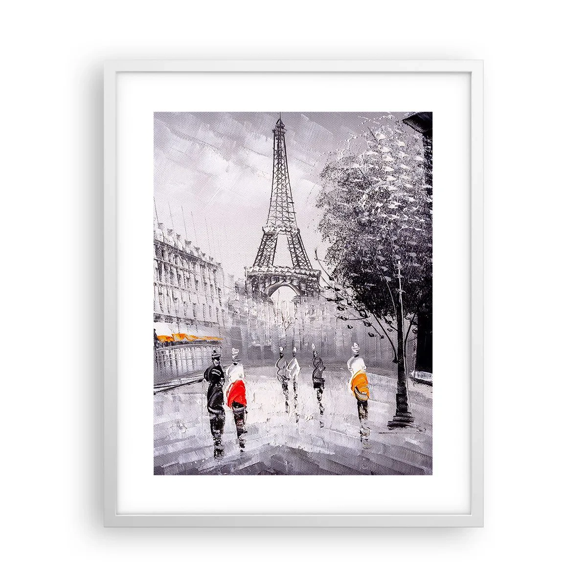 Poster in cornice bianca - Passeggiata a Parigi - 40x50 cm