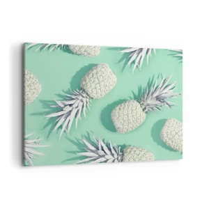 Quadro su tela - Stampe su Tela - Ananas bianchi su sfondo pastello in stile minimalista - 120x80cm - Perfettamente adatti alla menta - Decorazione murale moderna per soggiorno e camera da letto ARTTOR