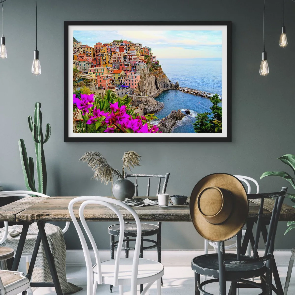 Poster in cornice nera - La città che ride - 40x30 cm