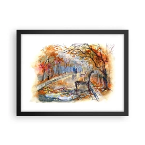 Poster in cornice nera - Passeggiando insieme l'autunno - 40x30 cm