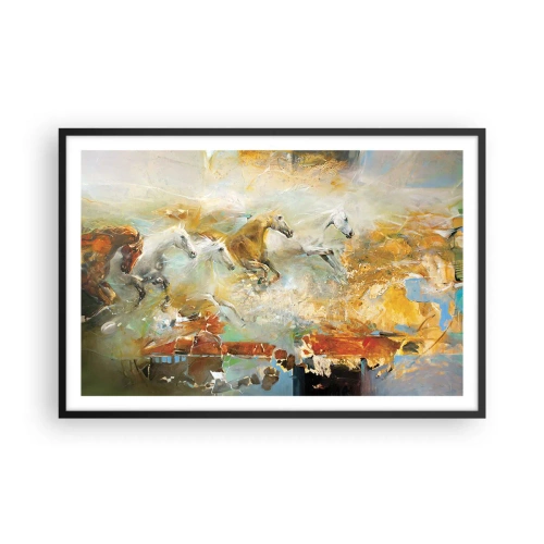 Poster in cornice nera - Al galoppo attraverso la luce - 91x61 cm