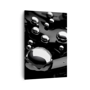Quadro su tela - Stampe su Tela - Gocce astratte su una superficie nera - 70x100cm - Toni di nero - Decorazione murale moderna per soggiorno e camera da letto ARTTOR