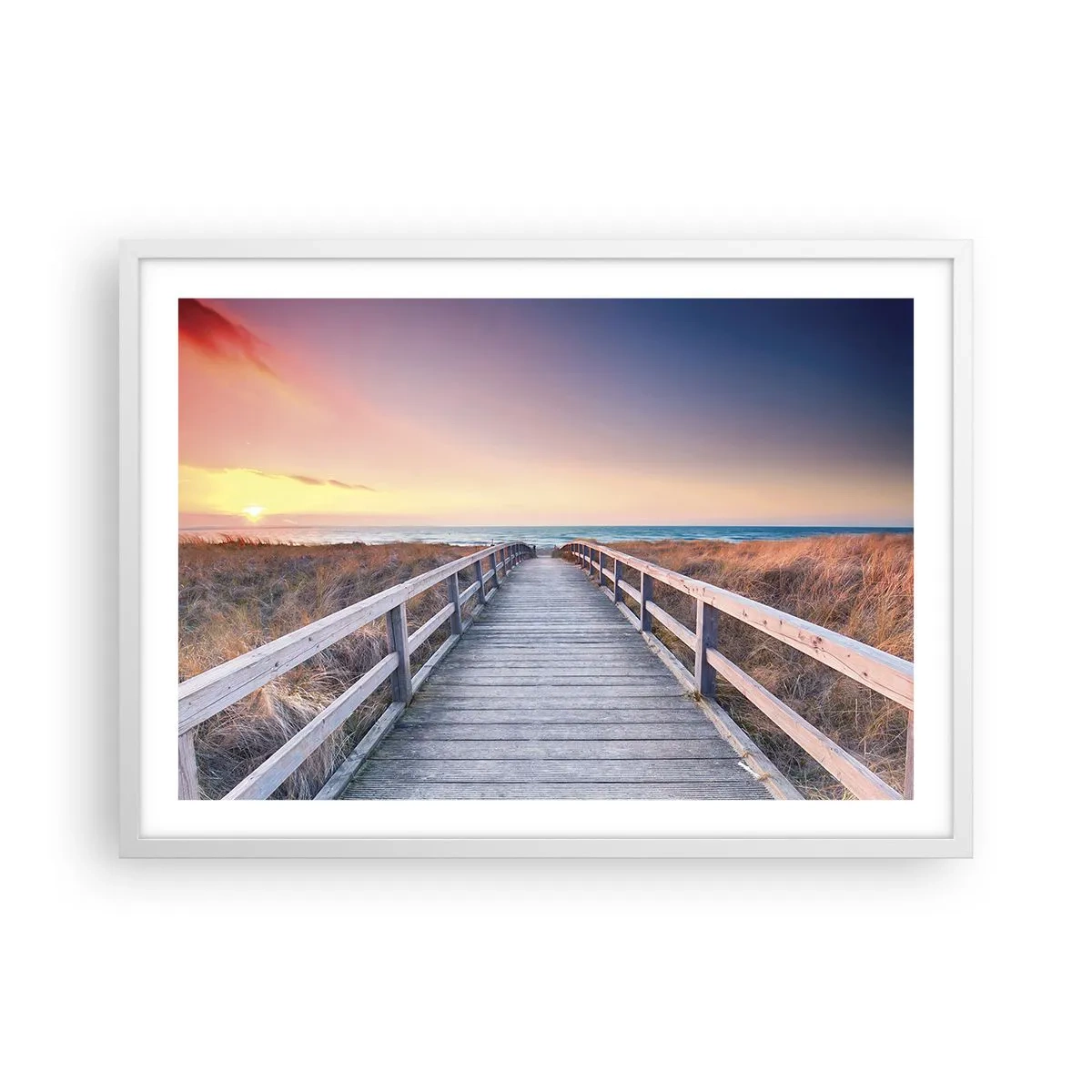 Poster in cornice bianca - Aurora serale baltica - 70x50 cm