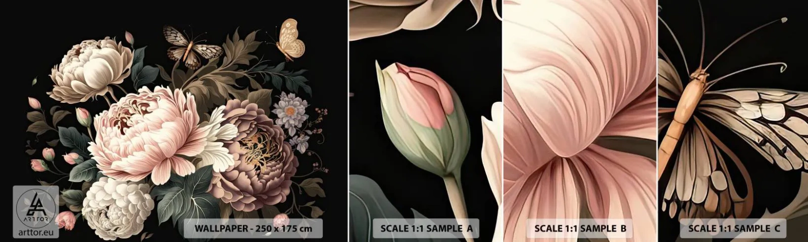 Campione di Fotomurale Adesivo Deluxe Sticker - In stile barocco - Botanica, Fiori, Shabby Chic - 100x30 cm