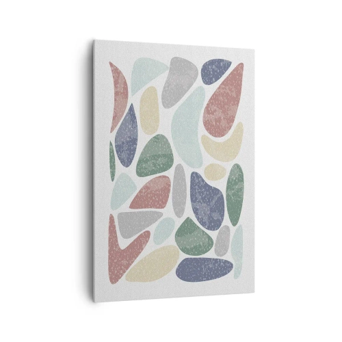 Quadro su tela - Stampe su Tela - Forme organiche colorate su uno sfondo bianco - 70x100cm - Mosaico di colori incipriati - Decorazione murale moderna per soggiorno e camera da letto ARTTOR