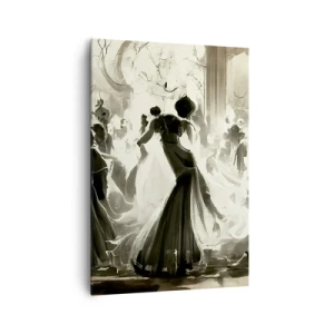 Quadro su tela - Stampe su Tela - Palla in stile retrò in bianco e nero - 70x100cm - Il gran ballo in maschera - Decorazione murale moderna per soggiorno e camera da letto ARTTOR